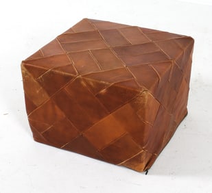 DANISH PATCHWORK LEATHER OTTOMAN C. 1970S
