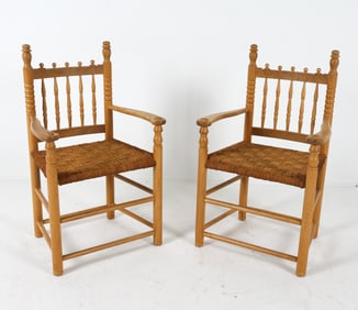 PAIR HENNING KJAERNULF STYLE OAK ARMCHAIRS 1970S