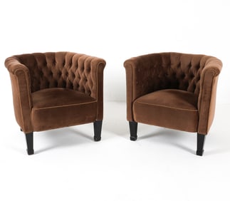 PAIR OF BEECH & WOOL DANISH CLUB CHAIRS C. 1950S