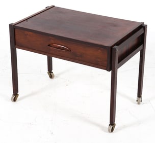 DANISH ROSEWOOD ROLLING SIDE TABLE C. 1960S