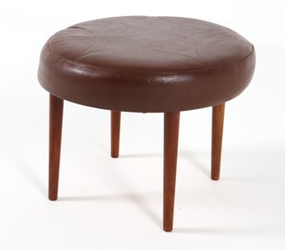DANISH TEAK AND LEATHER FOOTSTOOL C. 1960S
