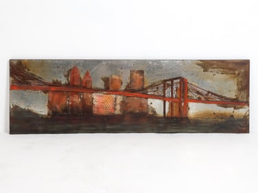 ABSTRACT WELDED IRON CITYSCAPE SCULPTURE