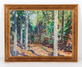 EJNAR R. KRAGH (1903-1981) FOREST LANDSCAPE O/B