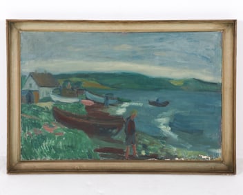 VINTAGE DANISH RIVER SCENE O/C