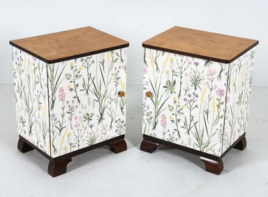 PAIR SCANDINAVIAN WALLPAPER NIGHTSTANDS