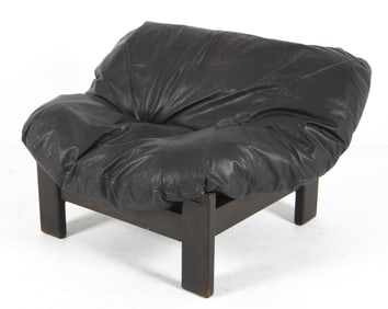 DUTCH BRUTALIST LEOLUX LEATHER LOUNGE CHAIR