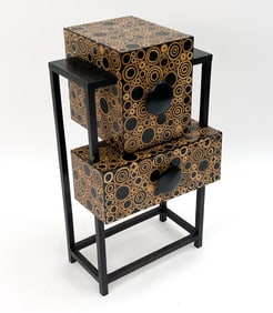 R & Y AUGOUSTI FRENCH TESSELLATED BAMBOO CABINET