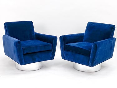 PAIR OF MARCO ZANUSO STYLE ITALIAN SWIVEL CHAIRS