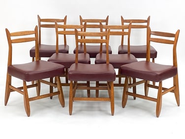 (8) FRENCH MID-CENTURY OAK DINING CHAIRS