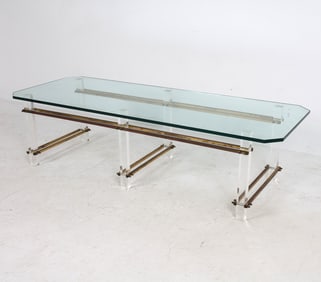 CHARLES HOLLIS JONES LUCITE & GLASS COFFEE TABLE