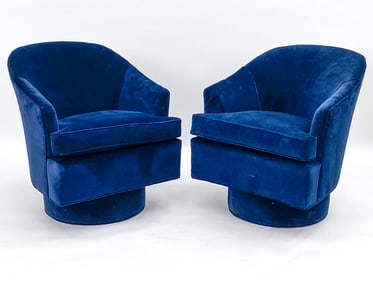 PAIR OF DREXEL VELVET SWIVEL CHAIRS