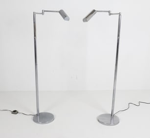 PAIR OF KOCH & LOWY CHROME FLOOR LAMPS