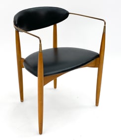 DAN JOHNSON FOR SELIG WALNUT & BRASS ARMCHAIR
