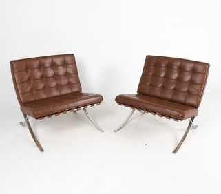 PAIR MIES VAN DER ROHE FOR KNOLL BARCELONA CHAIRS