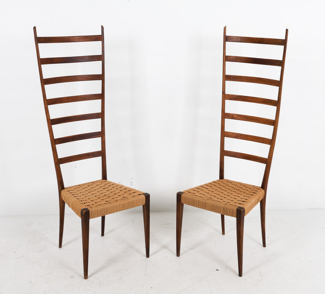 GIO PONTI STYLE TEAK LADDER BACK CHAIRS (1 of 12)