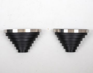 PAIR OF ART DECO STYLE METAL SCONCES C. 1970S