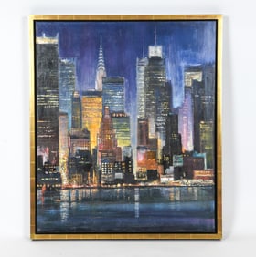 LAWRENCE KELSEY (B. 1948) NEW YORK CITYSCAPE O/C