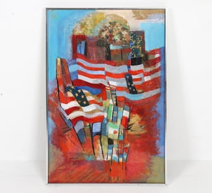 RITA LEFF (1907-1979) ABSTRACT ACRYLIC COLLAGE