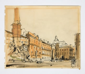 E. M. DRAKE (BRITISH, 1932-1994) PIAZZA NAVONA W/P