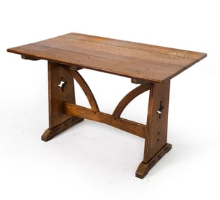 ANTIQUE OAK TRESTLE TABLE