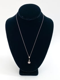 ANTIQUE WHITE GOLD & DIAMOND PENDANT NECKLACE