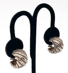 PAIR OF TIFFANY & CO SILVER ATLAS RIBBED EARRINGS