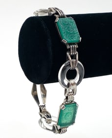 STERLING AND GLASS ART DECO BRACELET