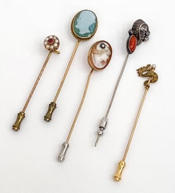 GROUPING OF GOLD & SILVER STICK PINS