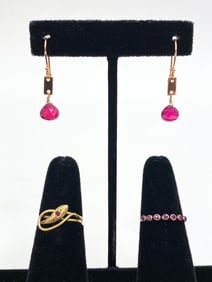 GROUPING OF GOLD & PRECIOUS STONE RINGS & EARRINGS