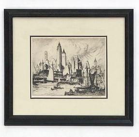 NAT LOWELL (1880-1956) MANHATTAN NYC ETCHING