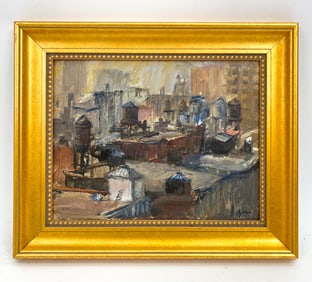 ANTHONY SPRINGER (1928-1995) NYC ROOFTOPS O/C
