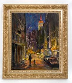 ANTHONY SPRINGER (NY, 1928-1995) NYC AT NIGHT O/C