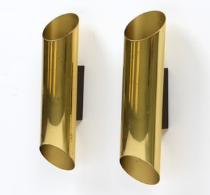 PAIR OF GERMAN BRASS TUBULAR SCONCES C. 1960S