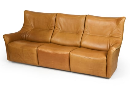 MID-CENTURY SWISS LEATHER SOFA C. 1970S