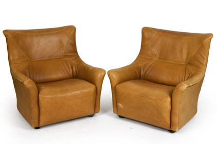 PAIR OF SWISS LEATHER LOUNGE CHAIRS C. 1970S