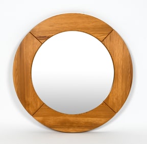 SWEDISH PINE ROUND MIRROR C. 1970S