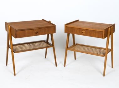 MID-CENTURY SWEDISH TEAK & CANE NIGHTSTANDS