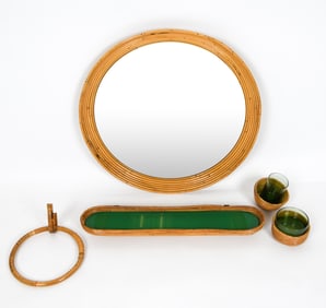 CRESPI STYLE BAMBOO VANITY GROUPING C. 1970S