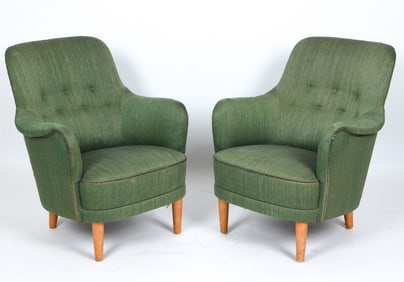 PAIR CARL MALMSTEN "SAMSAS" LOUNGE CHAIRS C. 1950S