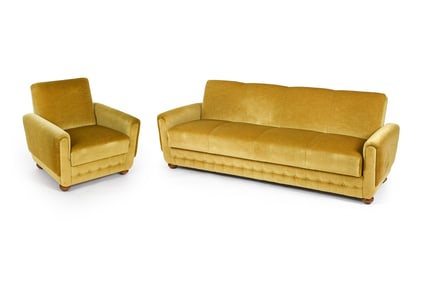 DUTCH MOHAIR SOFA & LOUNGE CHAIR SUITE C. 1970S