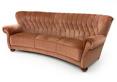 SCANDINAVIAN CURVED MOHAIR SOFA C. 1960S