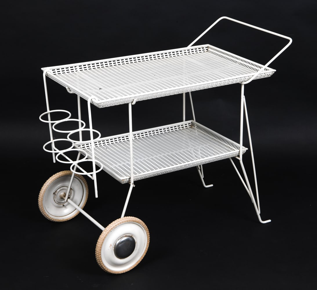 MATHIEU MATEGOT STYLE METAL BAR CART C. 1960S (1 of 16)
