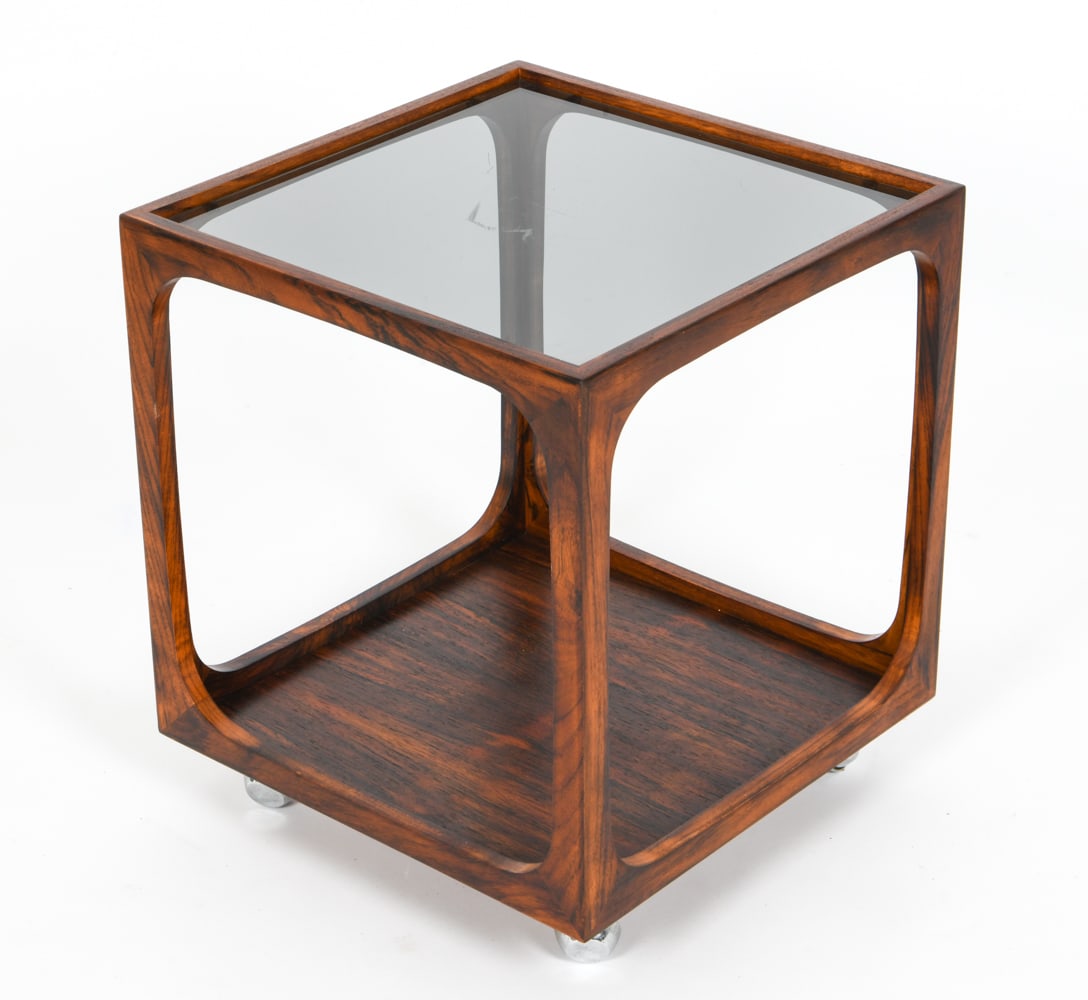 ATTR. WILHELM RENZ ROSEWOOD SMOKED GLASS END TABLE (1 of 14)