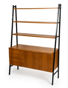 MID-CENTURY SWEDISH TEAK BOOKCASE/DESK C. 1950S