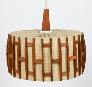 MID-CENTURY TEAK PENDANT LIGHT C. 1960S