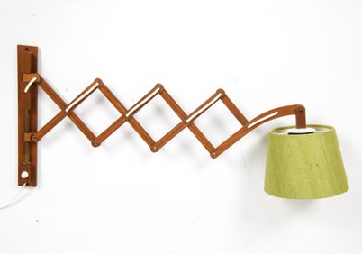ARO GERMAN TEAK SCISSOR WALL SCONCE C. 1960S