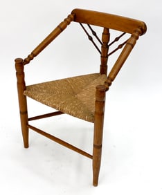 DUTCH OAK & RUSH CORNER CHAIR C. 1920S
