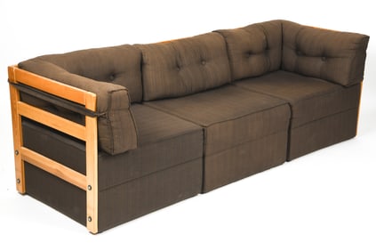 SCANDINAVIAN PINE THREE SEATER SOFA C. 1970S