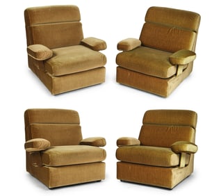 (4) ITALIAN MOHAIR LOUNGE CHAIRS C. 1970S