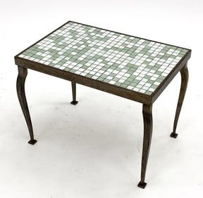 IRON & CERAMIC TILE SIDE TABLE C. 1960S